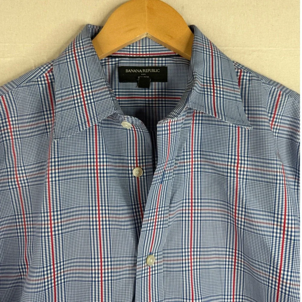 Banana‎ Republic Men's Plaid Long Sleeve Button Down Shirt size Medium 15-15 1/2